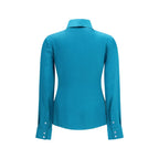 Blue Silk Dress Shirt