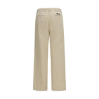 Beige Cotton Casual Pants