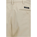 Beige Cotton Casual Pants