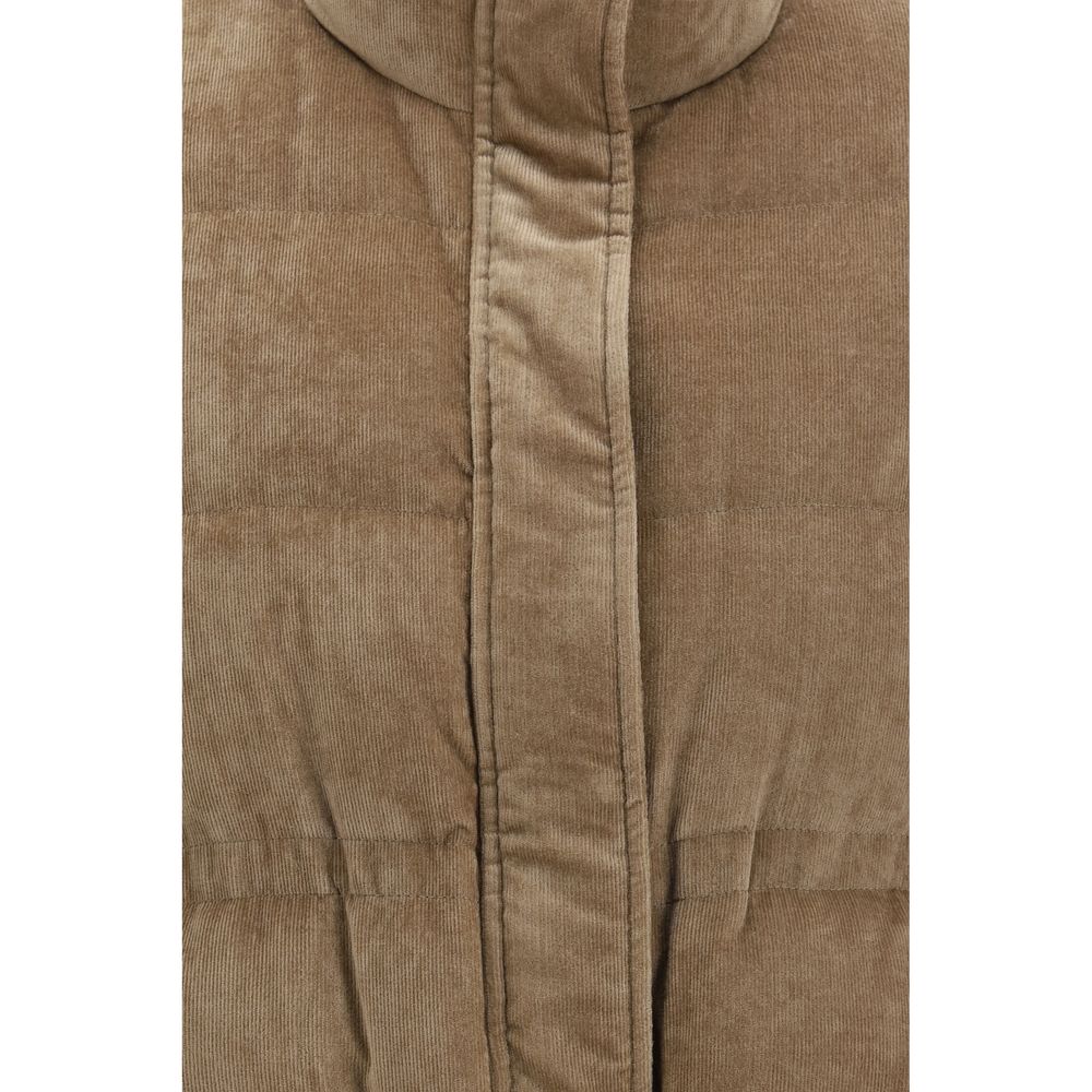 Beige Viscose Sleeveless Jacket