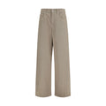 Beige Cotton Casual Pants