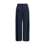 Blue Cotton Casual Pants