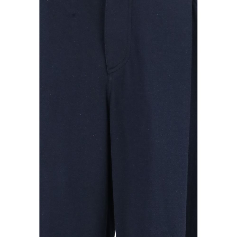 Blue Cotton Casual Pants