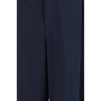 Blue Cotton Casual Pants