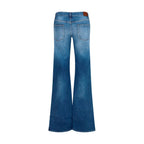 Blue Cotton Flared Jeans
