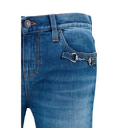Blue Cotton Flared Jeans