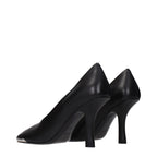 Black Leather High Heel Pumps