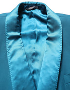 Teal Wool Double Breasted Formal Coat Blazer