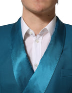 Teal Wool Double Breasted Formal Coat Blazer