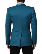 Teal Wool Double Breasted Formal Coat Blazer