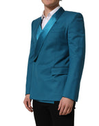 Teal Wool Double Breasted Formal Coat Blazer