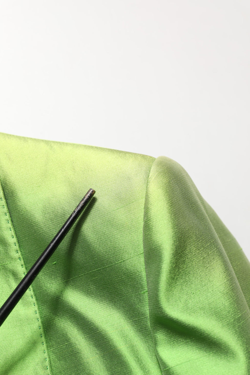 Green Silk SingleBreasted Embellished Blazer