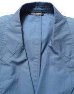 Blue Cotton Double Breasted Men Coat Blazer