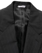 Black Stripes Wool Single Breasted Blazer