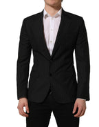 Black Stripes Wool Single Breasted Blazer
