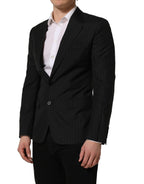 Black Stripes Wool Single Breasted Blazer