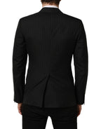 Black Stripes Wool Single Breasted Blazer