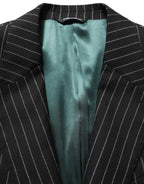 Black Stripes Wool Single Breasted Blazer