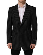Black Stripes Wool Single Breasted Blazer