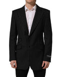 Dark Gray Stripes Wool Single Breasted Blazer