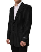 Black Stripes Wool Single Breasted Blazer