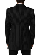 Black Stripes Wool Single Breasted Blazer