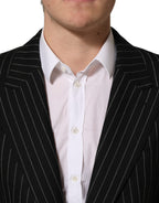Black Stripes Wool Single Breasted Blazer