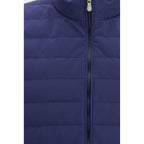 Blue Polyester Sleeveless Jacket