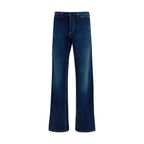 Blue Cotton Flared Jeans