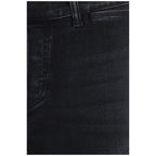 Black Cotton Flared Jeans