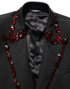 Black Wool Crystal Embellished 2 Piece Suit