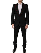 Black Wool Crystal Embellished 2 Piece Suit