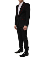 Black Wool Crystal Embellished 2 Piece Suit