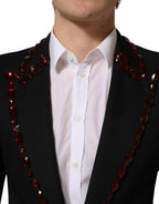 Black Wool Crystal Embellished 2 Piece Suit