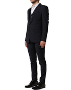 Black Wool Slim Fit Formal 3 Piece Men Suit