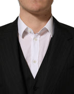 Black Stripes Slim Fit Formal 3 Piece Suit