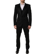 Black Wool Slim Fit Formal 3 Piece Men Suit