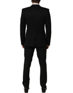 Black Wool Slim Fit Formal 3 Piece Men Suit