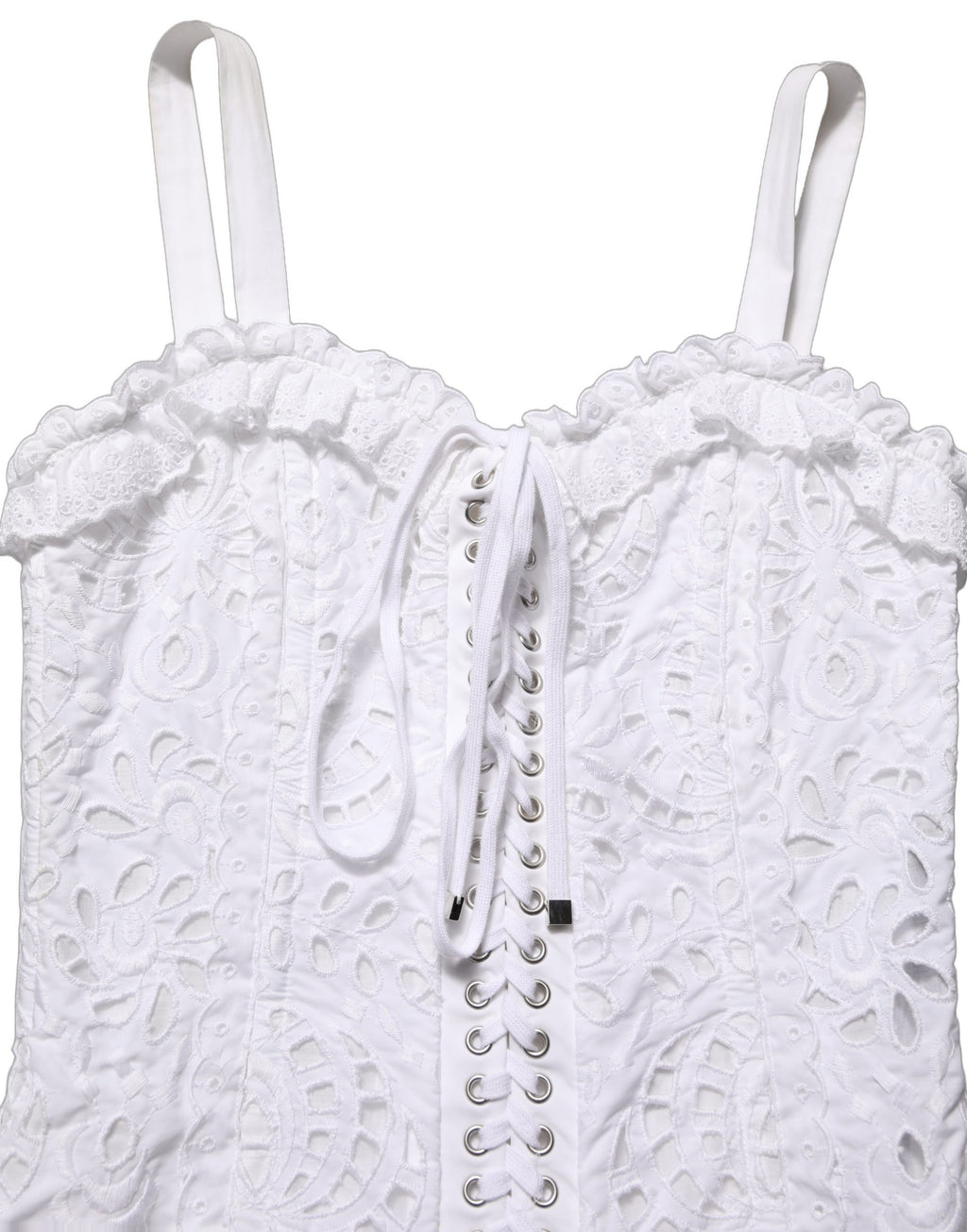 White Broderie Anglaise Cotton Mini Dress