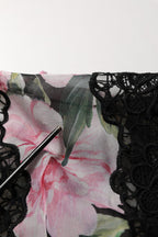 Black Floral Print Cotton Lace Maxi Dress