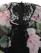 Black Floral Print Cotton Lace Maxi Dress