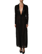 Black Silk Sheer Chiffon Long Maxi Dress