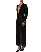 Black Silk Sheer Chiffon Long Maxi Dress