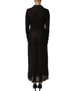 Black Silk Sheer Chiffon Long Maxi Dress