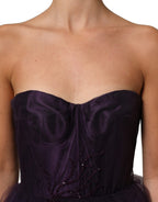 Purple Tiered Tulle Silk Long Gown Dress