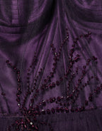 Purple Tiered Tulle Silk Long Gown Dress