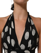Black White Polka Dot Pleated Maxi Dress