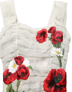 Light Gray Rose Embroidery Sheath Midi Dress