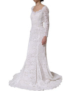 White Floral Lace Mermaid Long Gown Dress