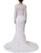 White Floral Lace Mermaid Long Gown Dress